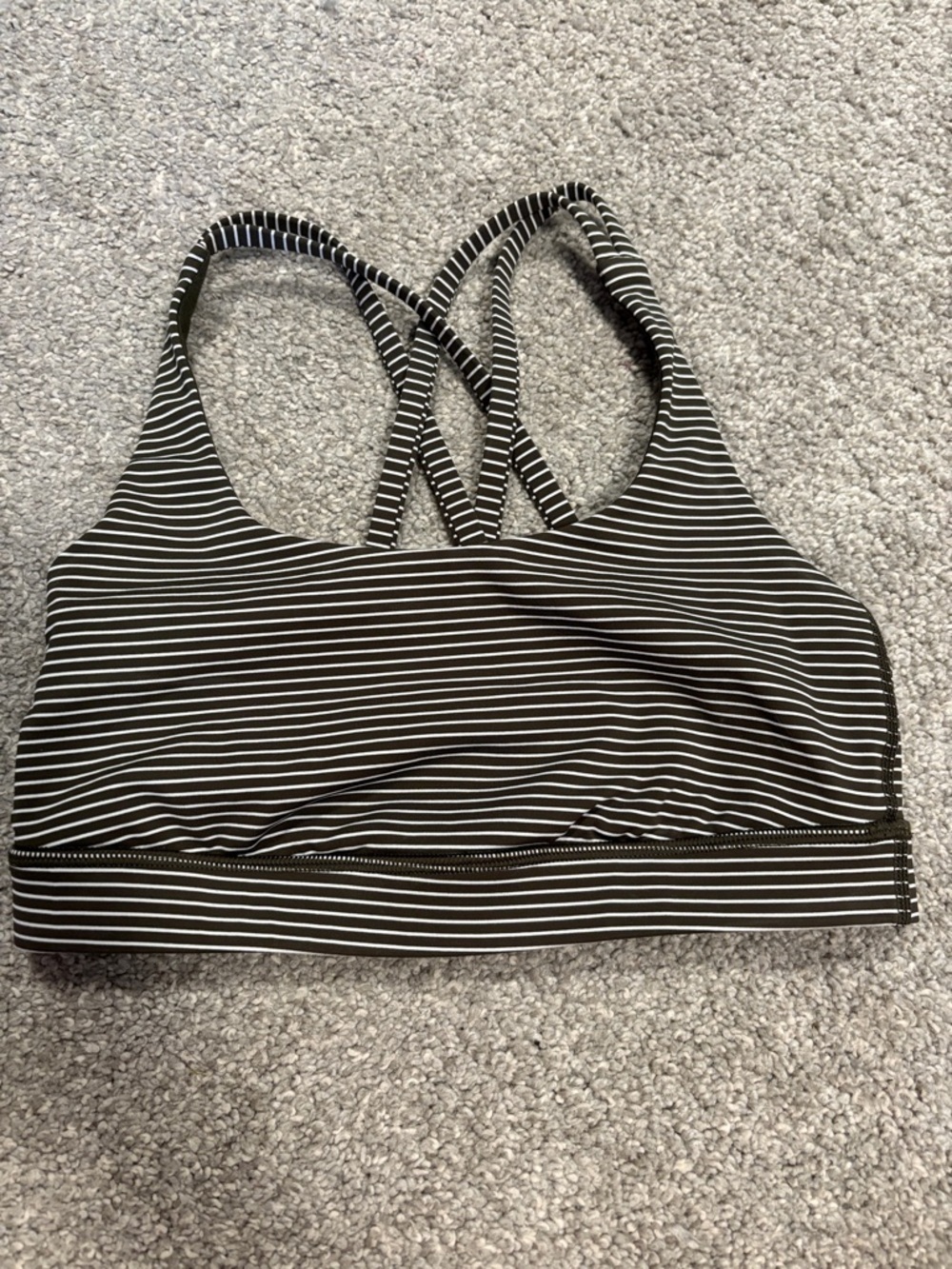 Lululemon Energy Bra *Medium Support, B-D Cup In Hype Stripe Dark Olive White